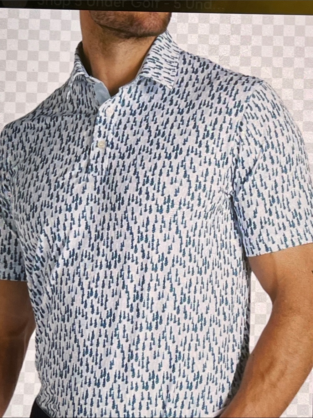Puma White Polo with Teal Micro-Print